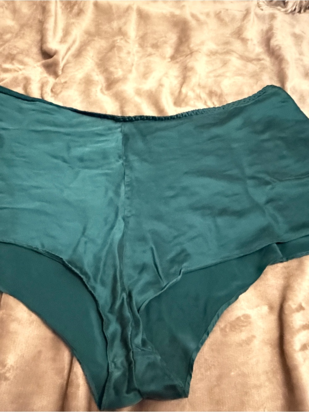 Victoria's Secret 100% Silk Teal Shorts Vintage July 1996✨